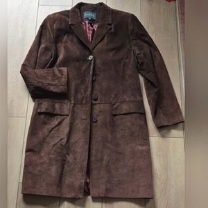 Danier Brown Suede Longline Trench Coat